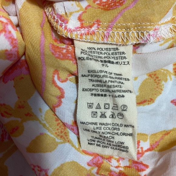 Free People Wrap Blouse in Orange and Yellow with Long Sleeves - Picture 14 of 14